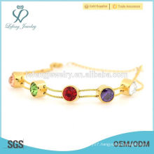 Latest stainless steel gold bracelet, colorful crystal bracelet jewelry